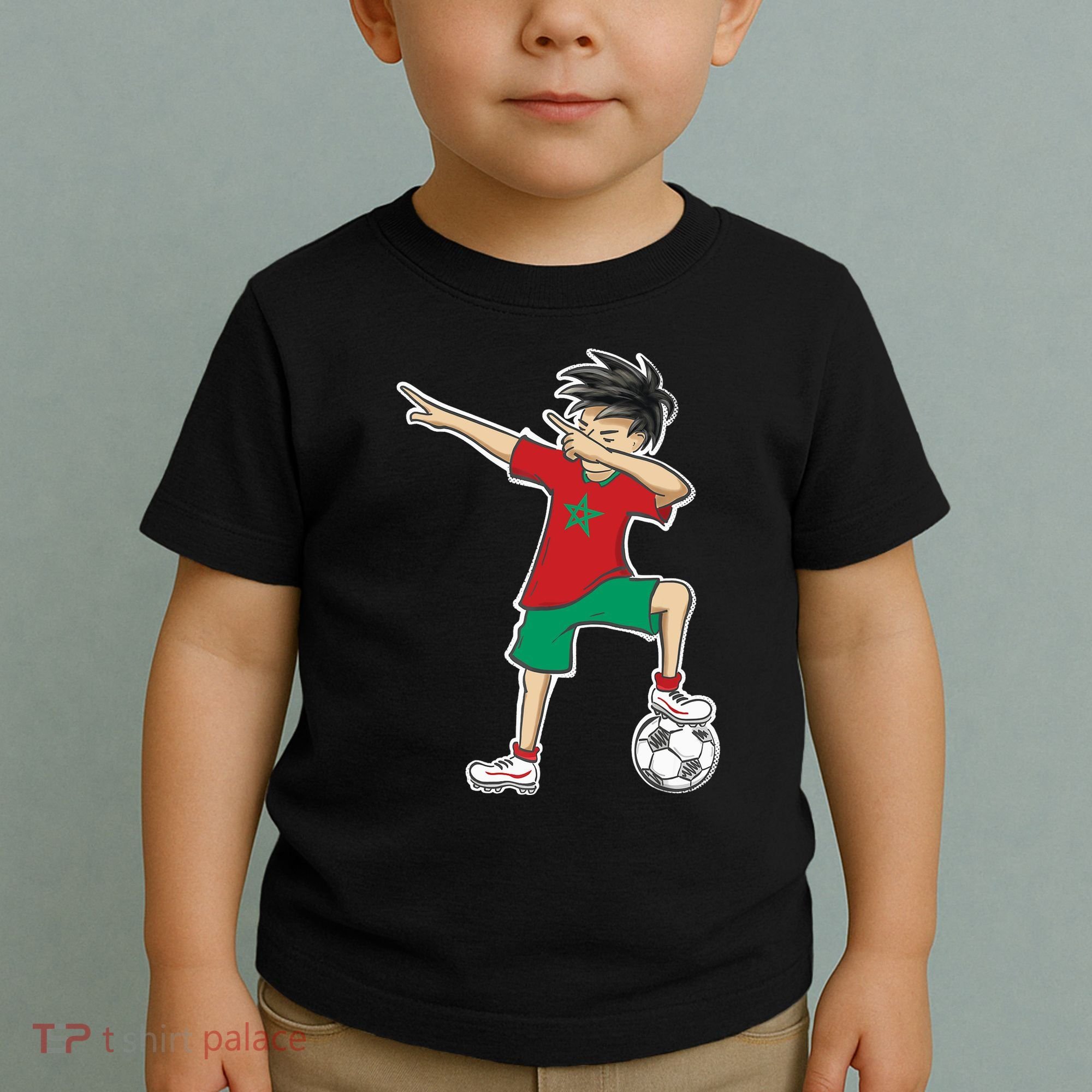 Morocco Soccer Jersey Dabbing Boy National Flag Toddler T-Shirt
