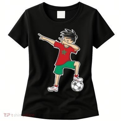 Morocco Soccer Jersey Dabbing Boy National Flag Women's T-Shirt