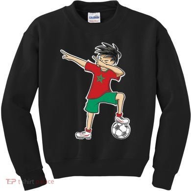 Morocco Soccer Jersey Dabbing Boy National Flag Kids Sweatshirt