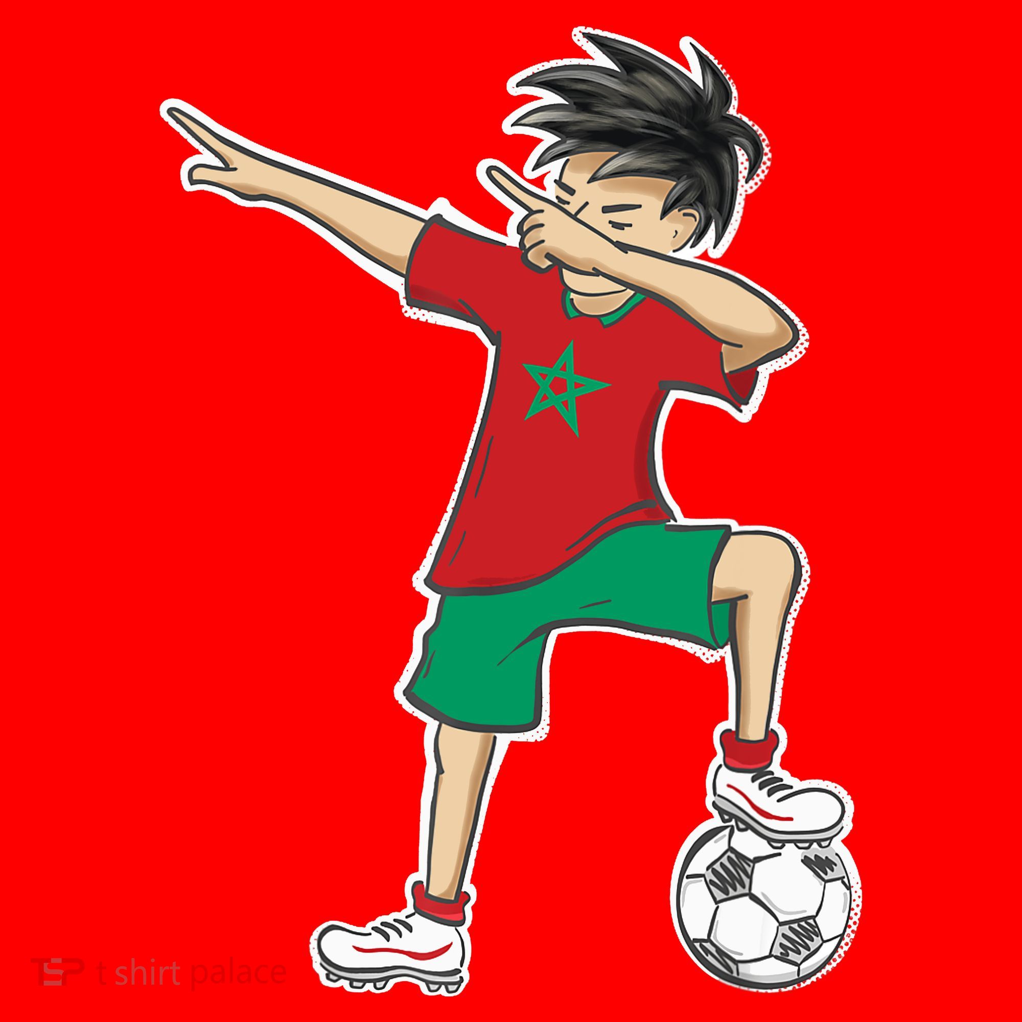 Morocco Soccer Jersey Dabbing Boy National Flag Santa Hat