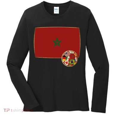Morocco Soccer Jersey Morocco Flag Women's Long Sleeve Shirt