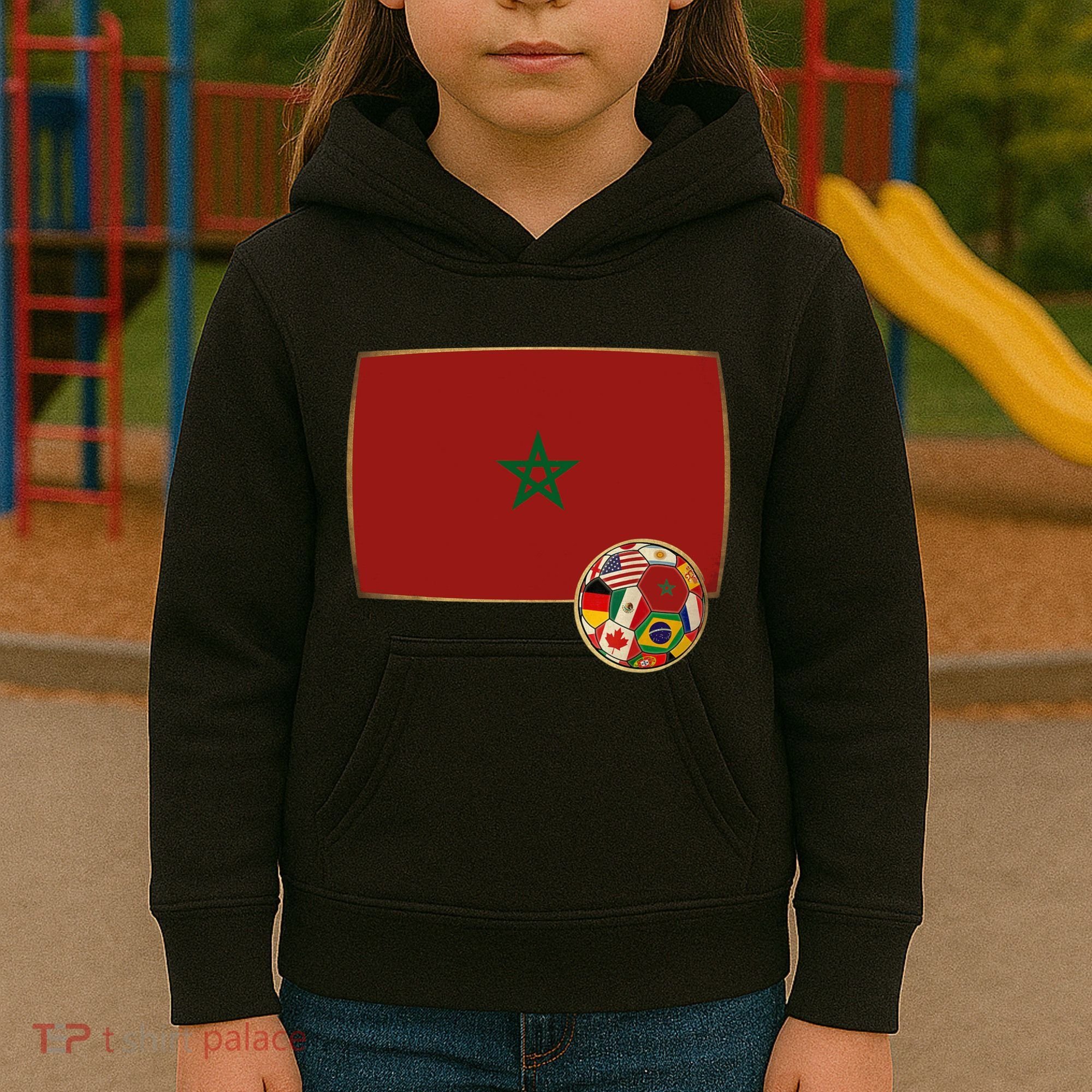 Morocco Soccer Jersey Morocco Flag Kids Hoodie