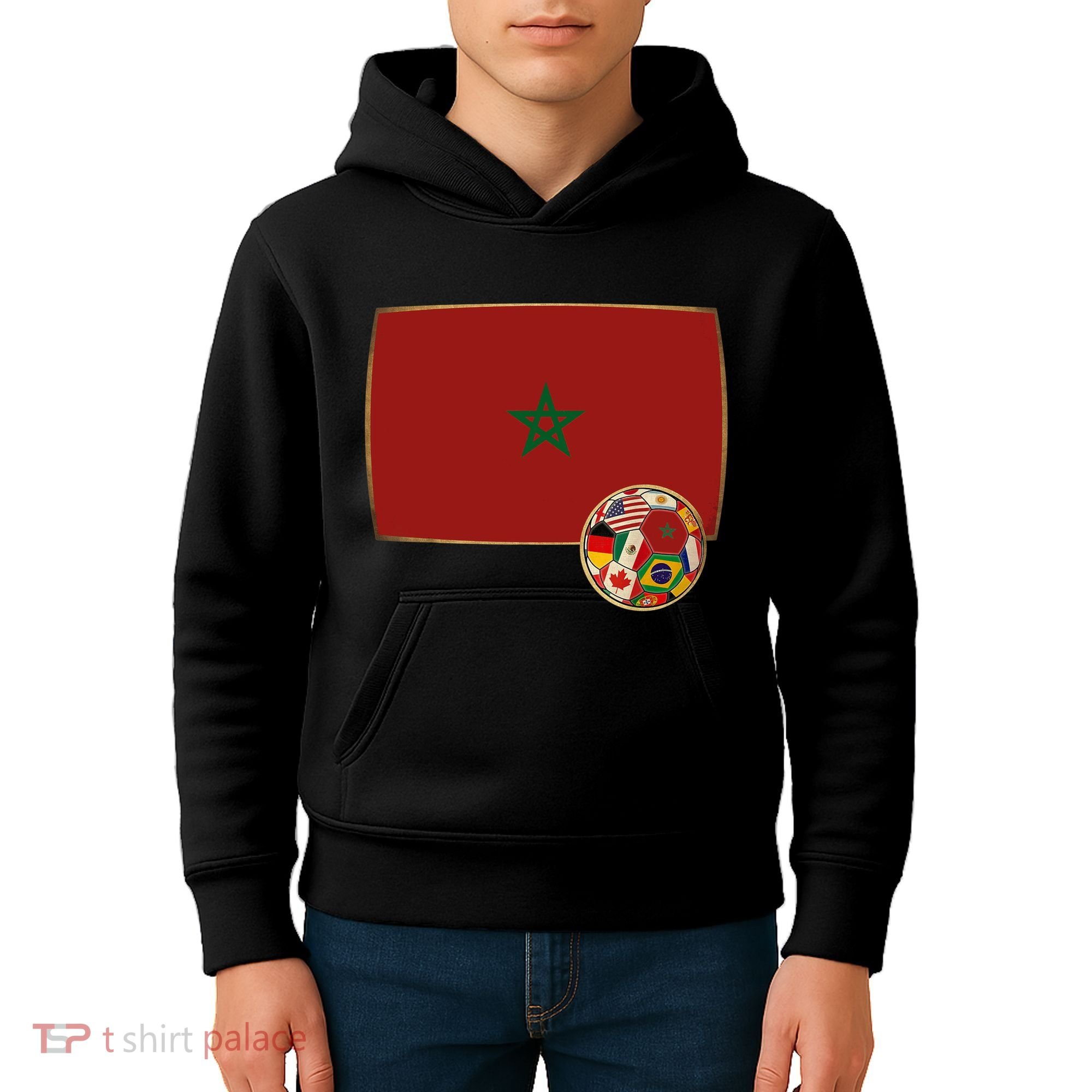 Morocco Soccer Jersey Morocco Flag Kids Hoodie