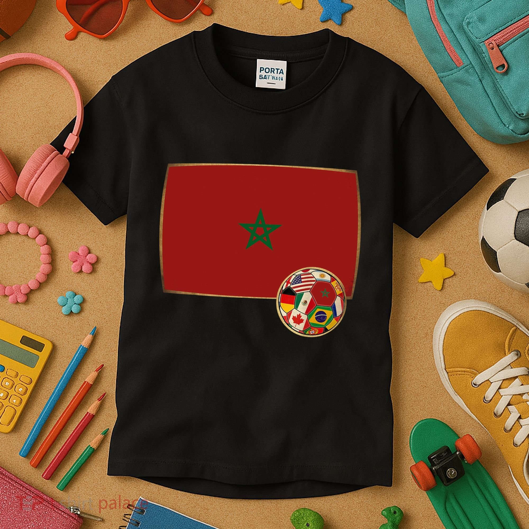 Morocco Soccer Jersey Morocco Flag Kids T-Shirt