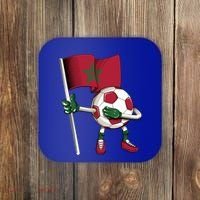 Morocco Soccer Jersey Moroccan Flag Football Dab Funny Meaningful Gift Coaster thumb 0