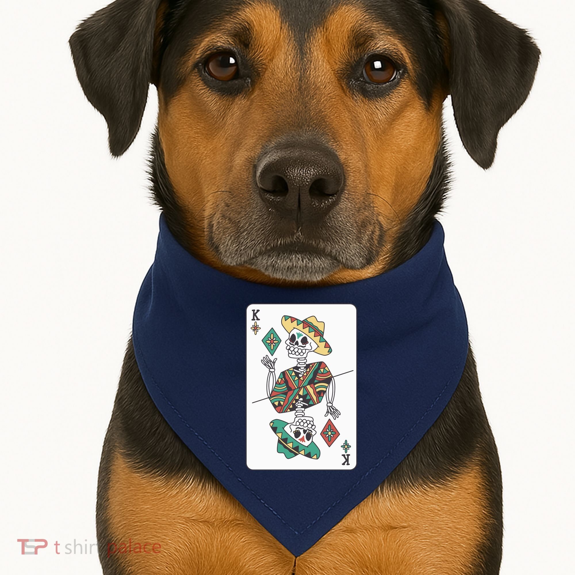 Mexican Skeleton King Card USA-Made Doggie Bandana