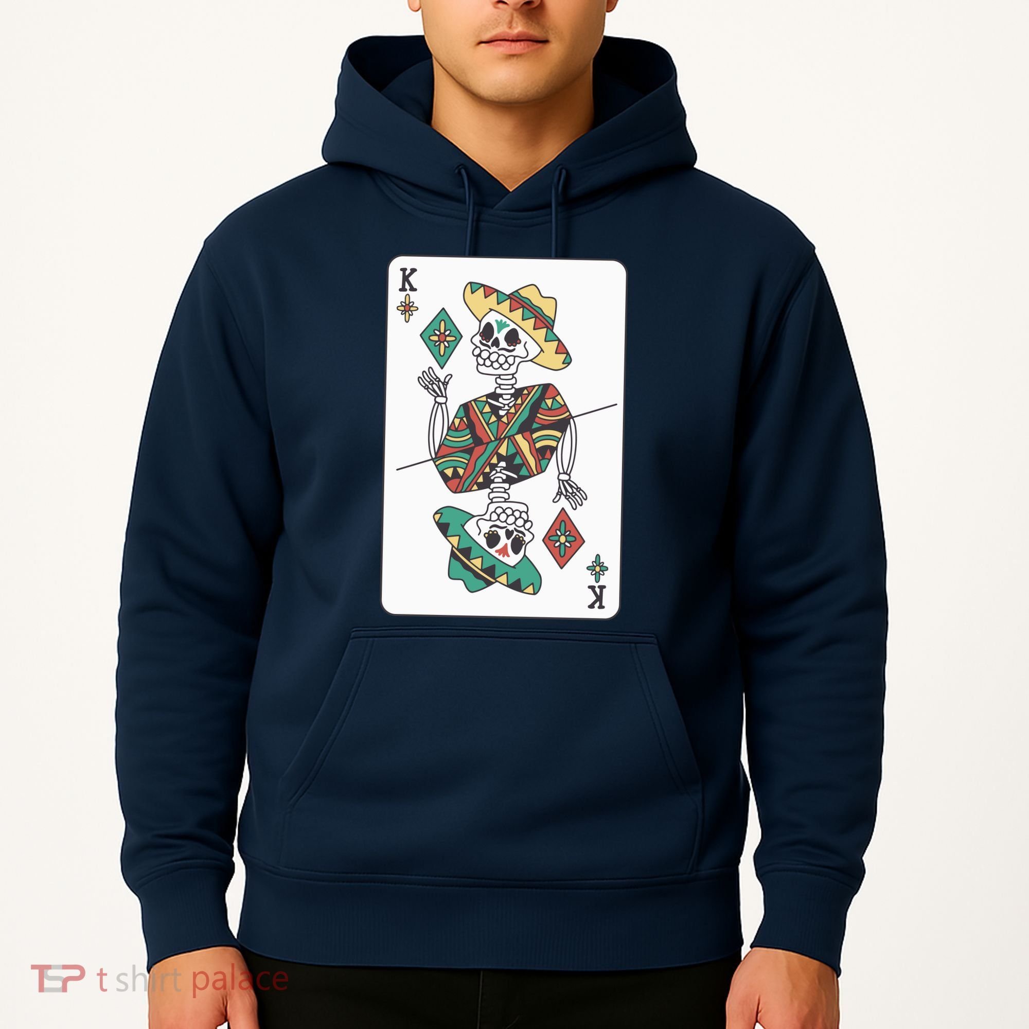 Mexican Skeleton King Card Hoodie