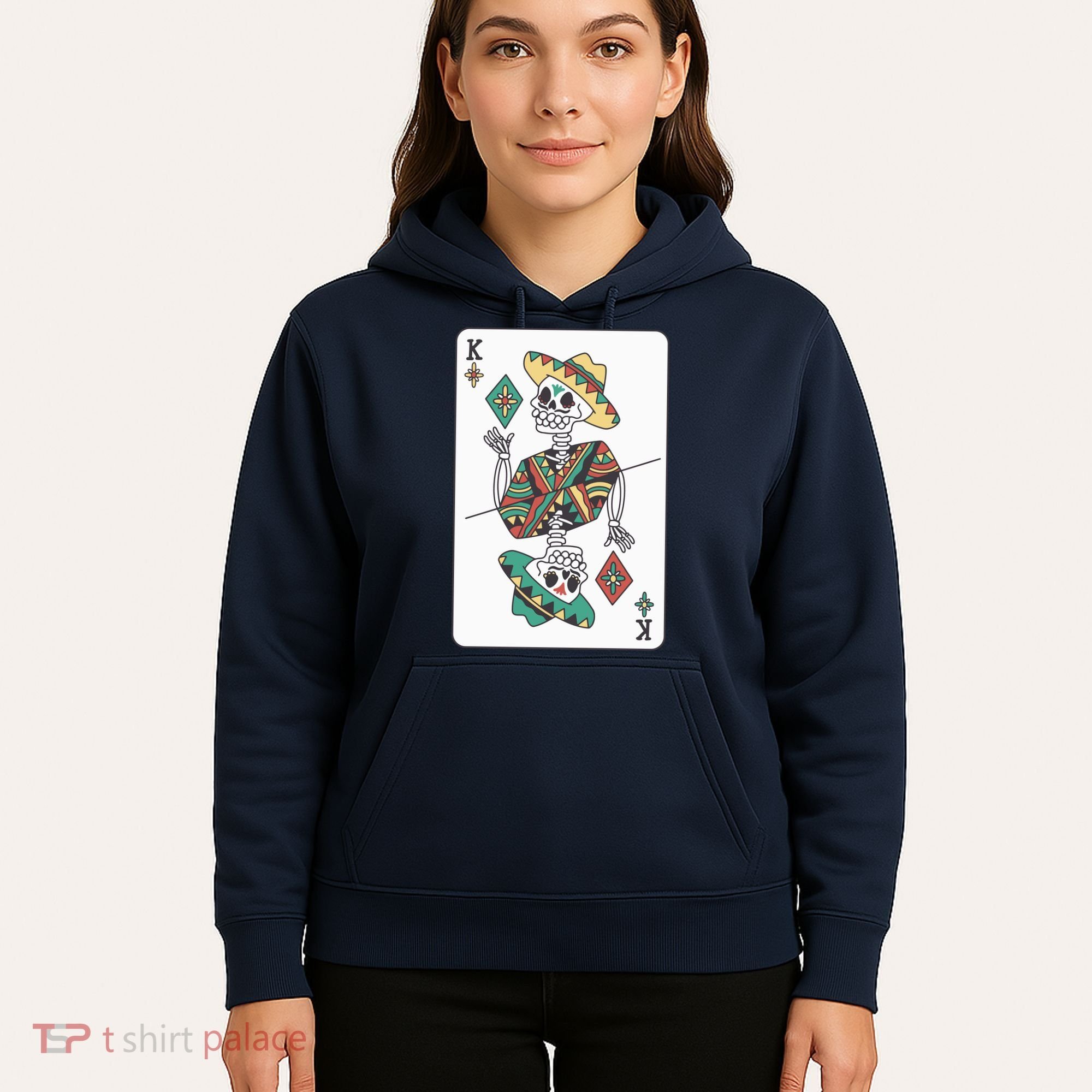 Mexican Skeleton King Card Hoodie