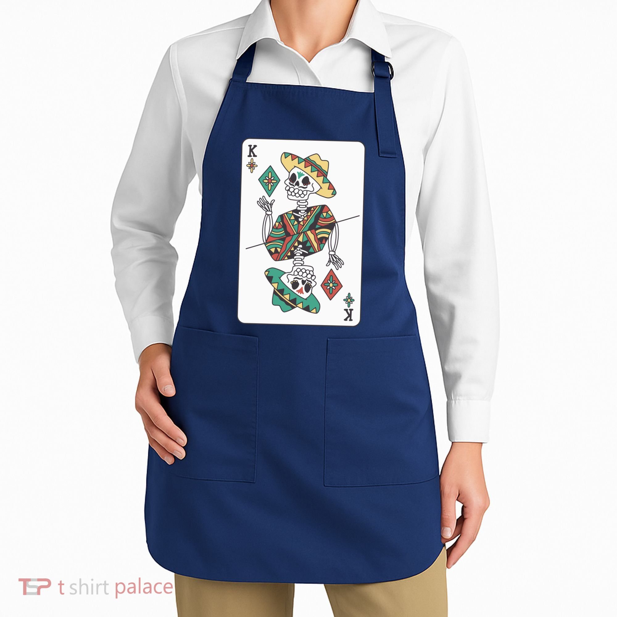 Mexican Skeleton King Card Apron