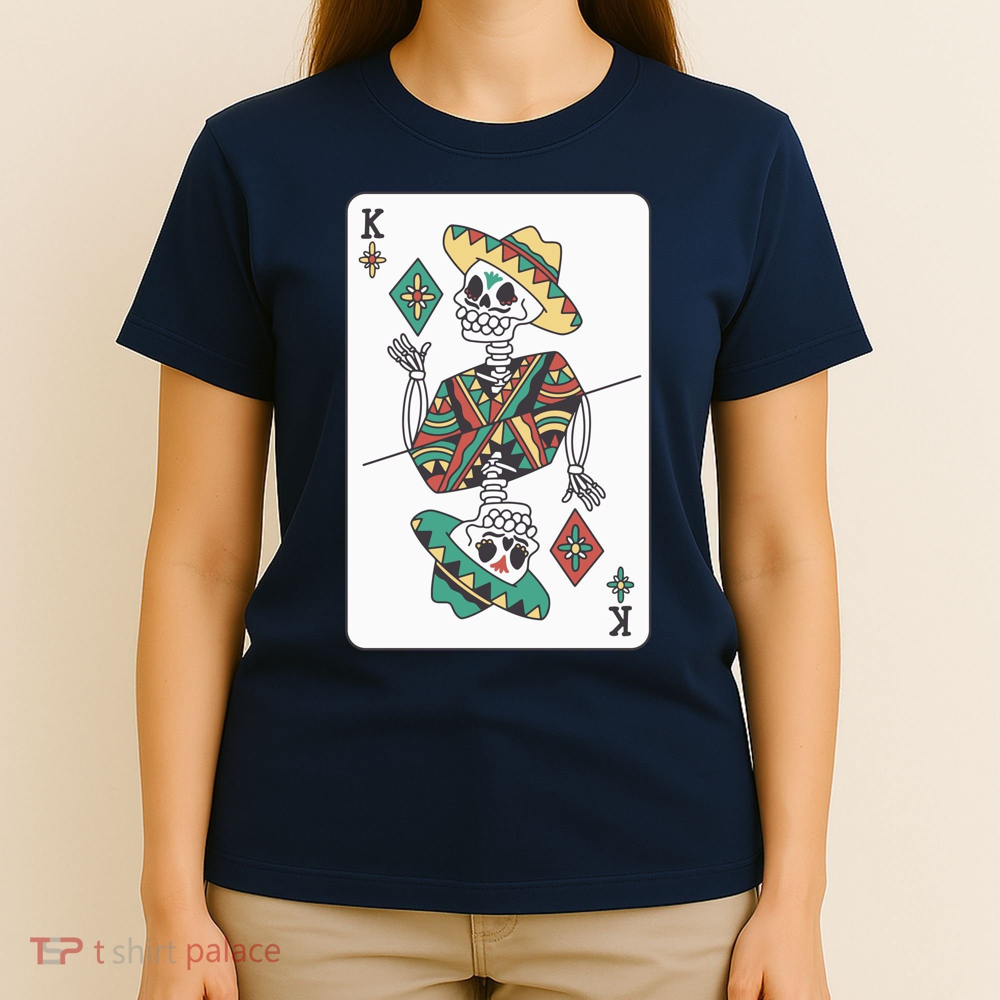 Mexican Skeleton King Card T-Shirt