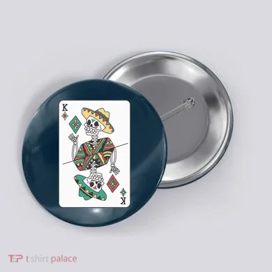 Mexican Skeleton King Card Button
