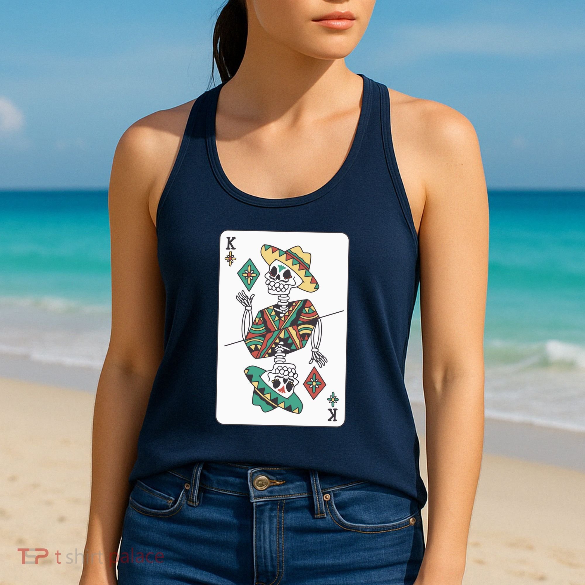 Mexican Skeleton King Card Women's Tank Top