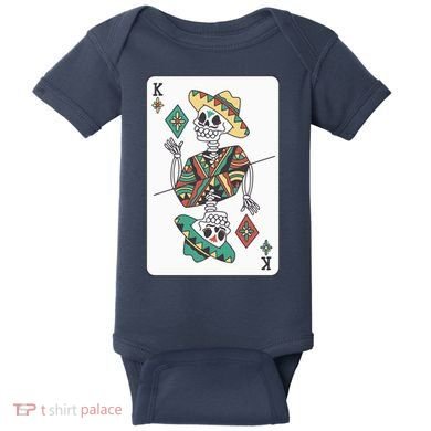 Mexican Skeleton King Card Baby Bodysuit