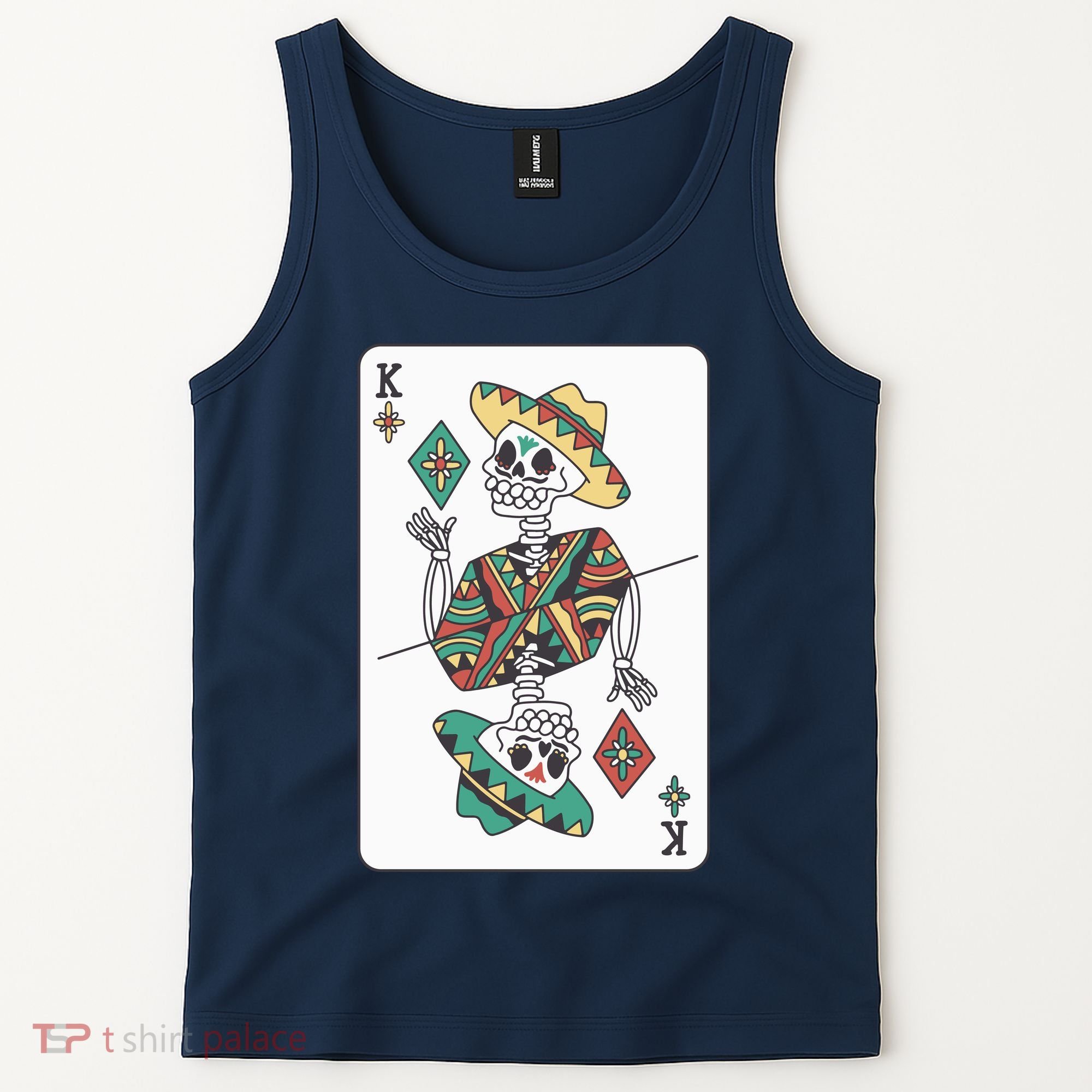 Mexican Skeleton King Card Tank Top