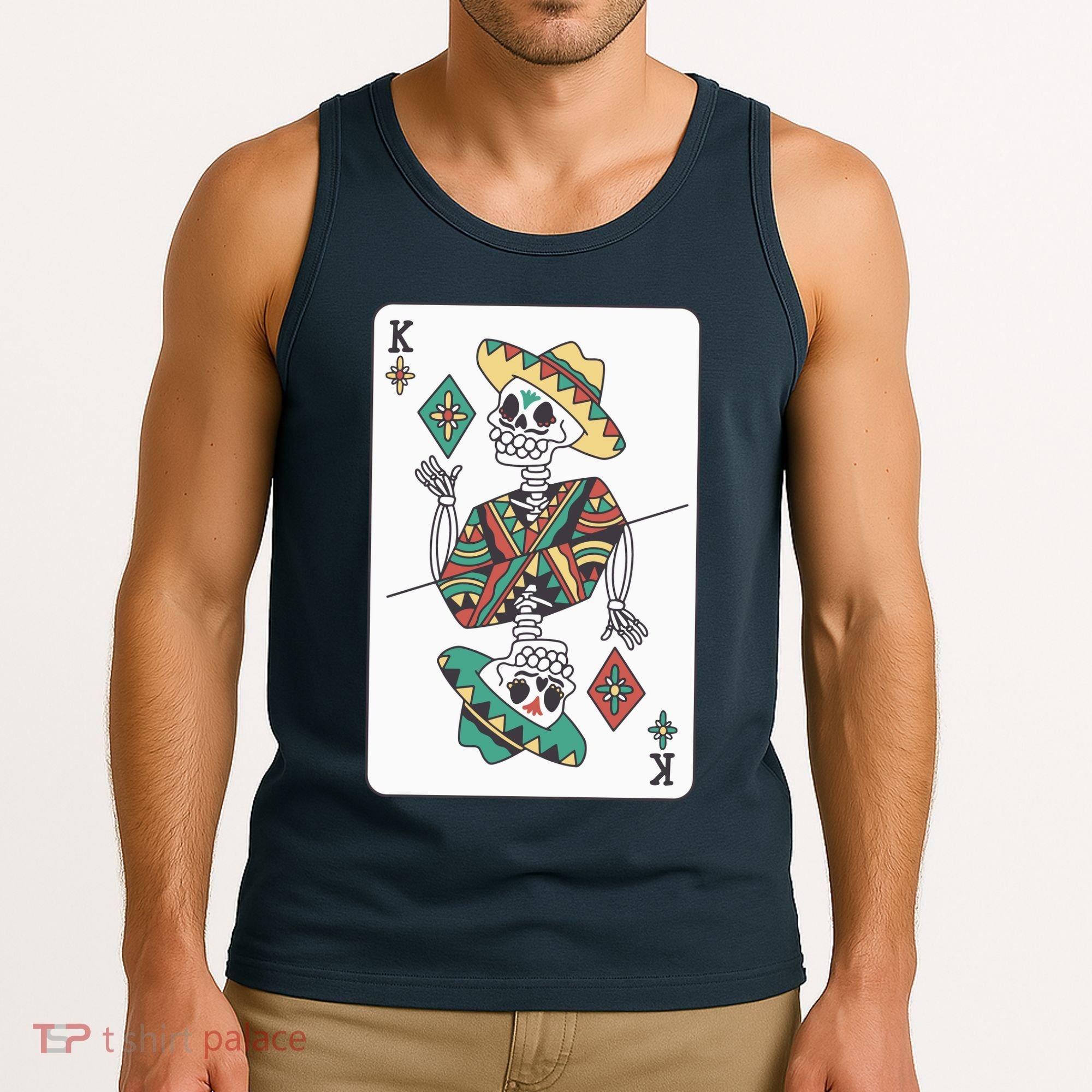 Mexican Skeleton King Card Tank Top