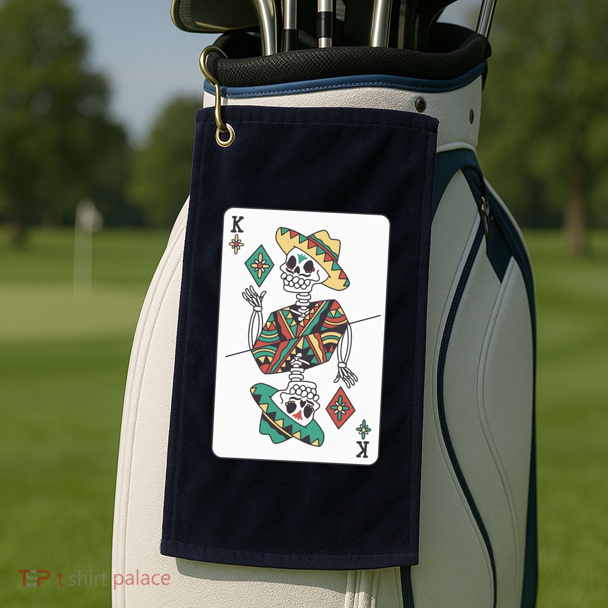 Mexican Skeleton King Card Golf Towel