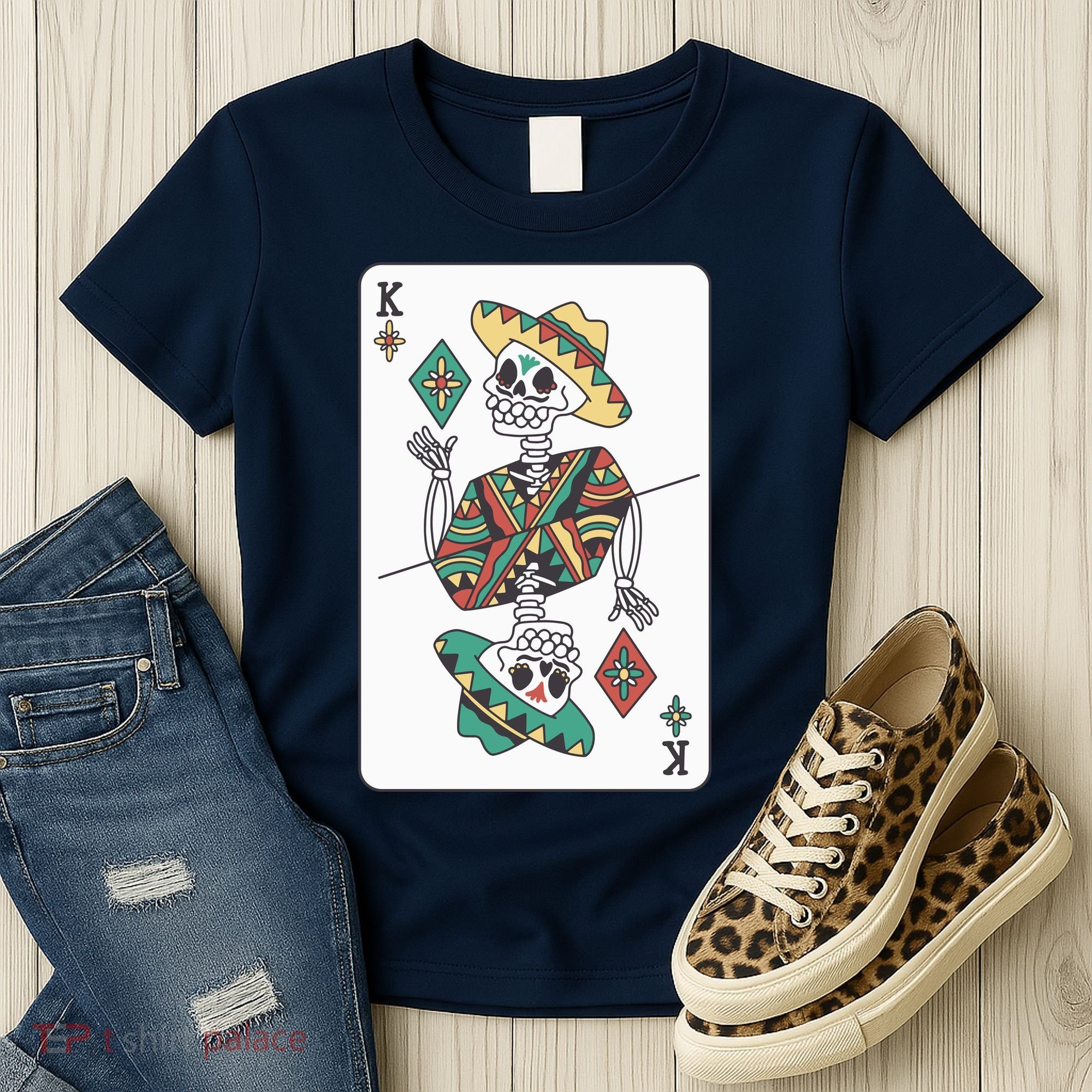 Mexican Skeleton King Card Women's T-Shirt