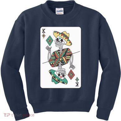 Mexican Skeleton King Card Kids Sweatshirt