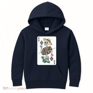 Mexican Skeleton King Card Kids Hoodie