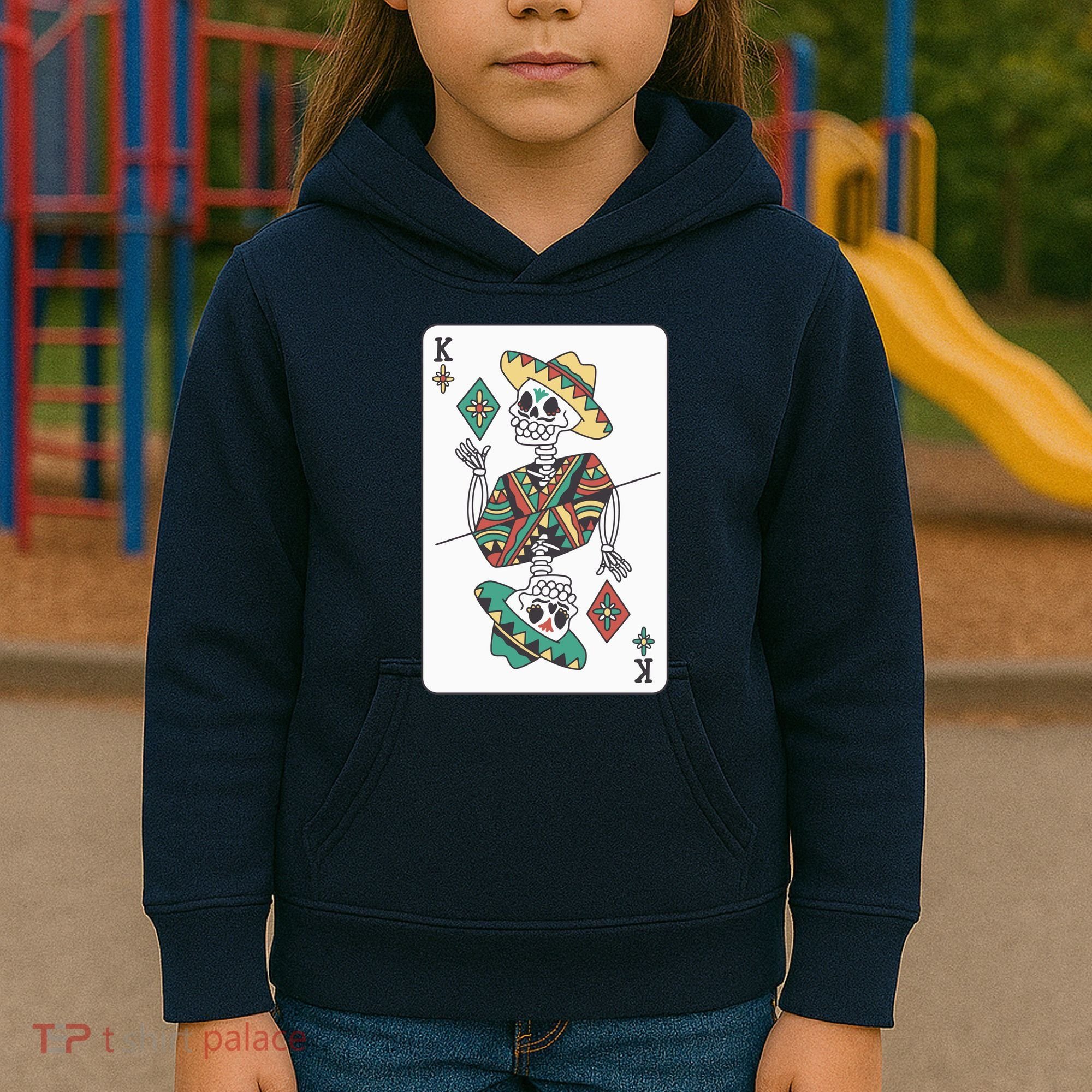 Mexican Skeleton King Card Kids Hoodie