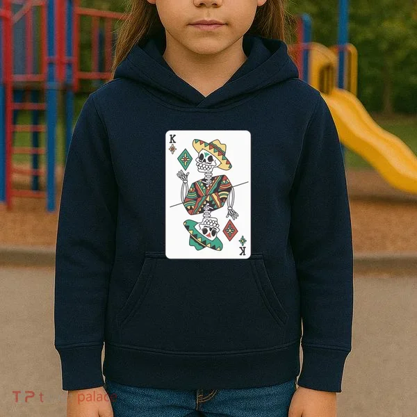 Mexican Skeleton King Card Kids Hoodie