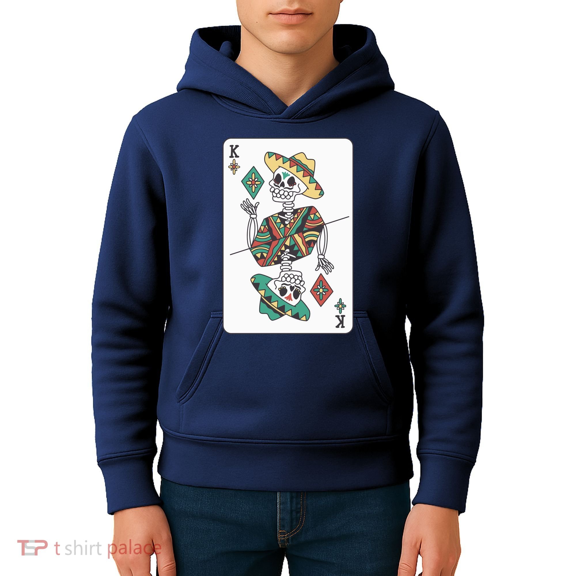 Mexican Skeleton King Card Kids Hoodie