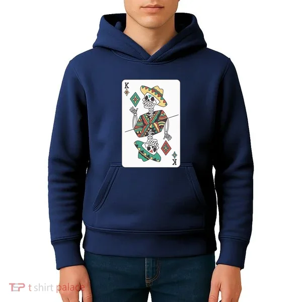 Mexican Skeleton King Card Kids Hoodie