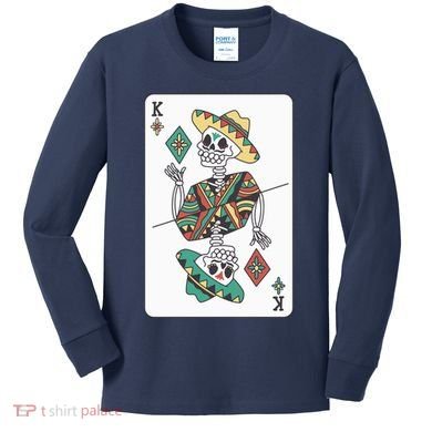 Mexican Skeleton King Card Kids Long Sleeve Shirt