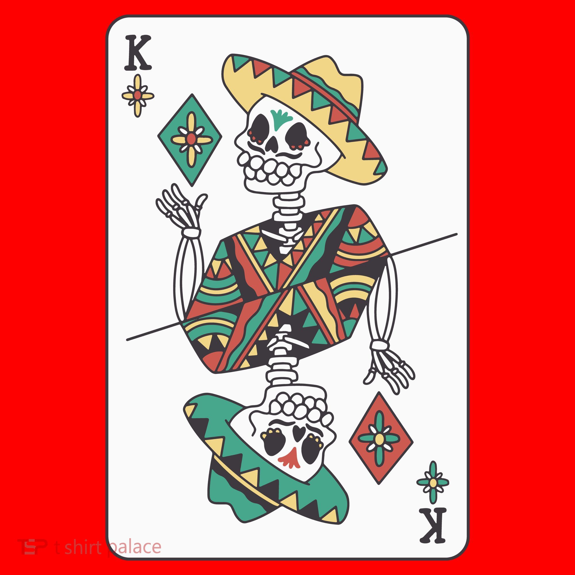 Mexican Skeleton King Card Santa Hat