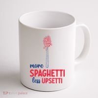 More Spaghetti Less Upsetti Funny Food Meme Coffee Mug thumb 1