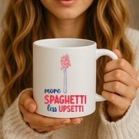 More Spaghetti Less Upsetti Funny Food Meme Coffee Mug thumb 3