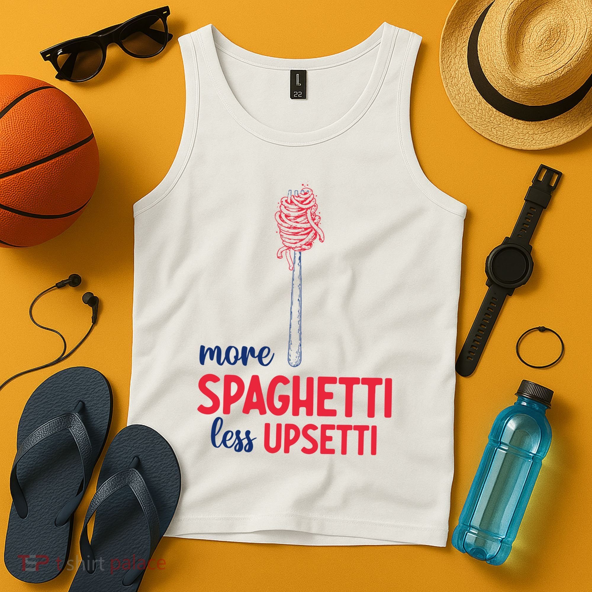 More Spaghetti Less Upsetti Funny Food Meme Tank Top