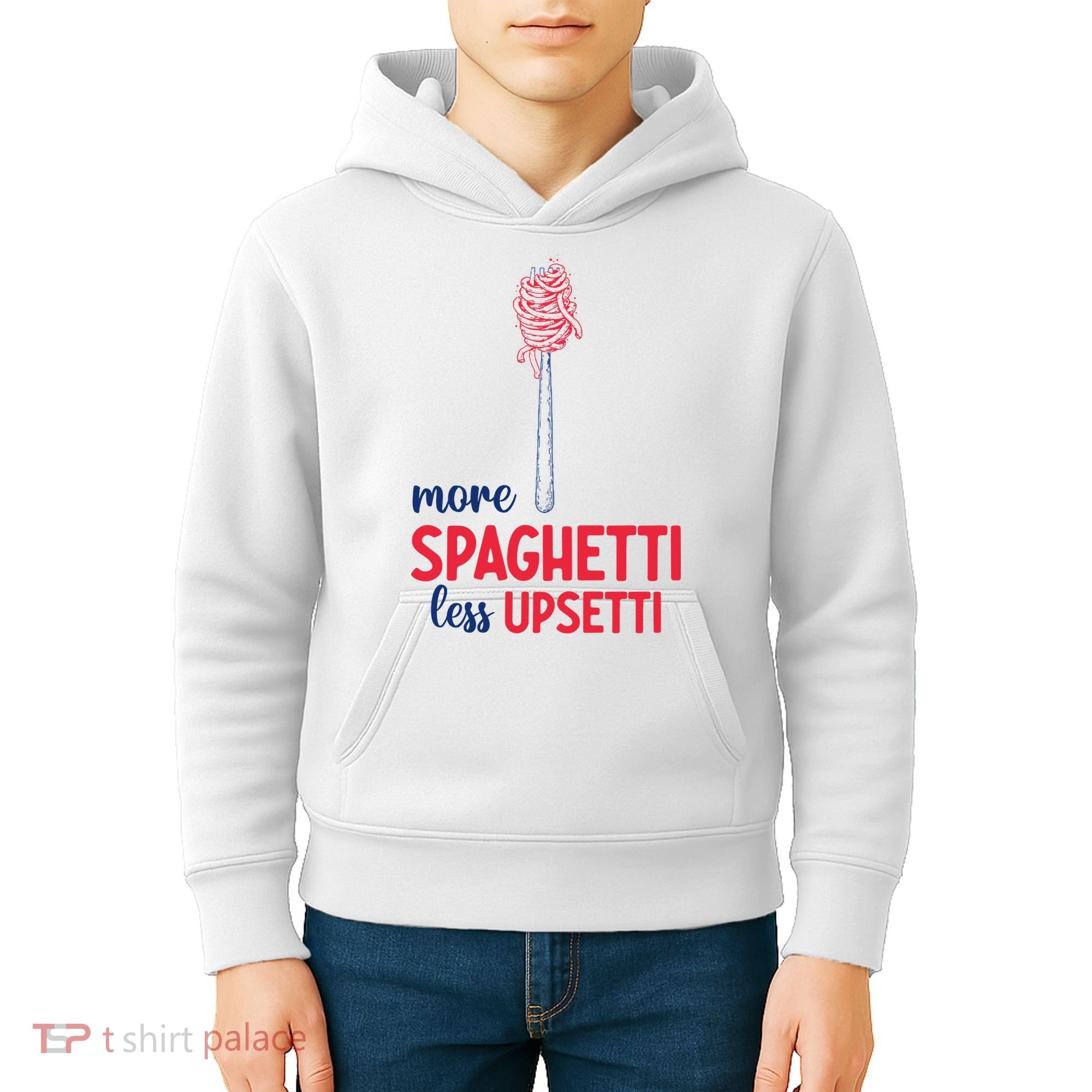 More Spaghetti Less Upsetti Funny Food Meme Kids Hoodie