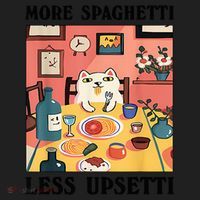 More Spaghetti Less Upsetti Cat Eating Spaghetti Women's Sweatshirt thumb 2