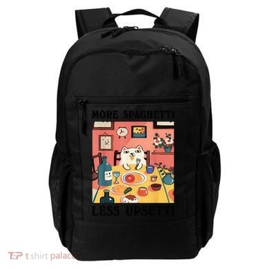More Spaghetti Less Upsetti Cat Eating Spaghetti Backpack