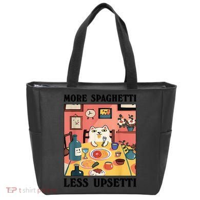 More Spaghetti Less Upsetti Cat Eating Spaghetti Tote Bag
