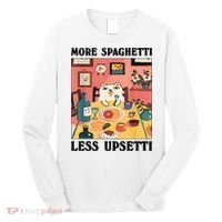 More Spaghetti Less Upsetti Cat Eating Spaghetti Long Sleeve Shirt thumb 0