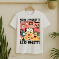 More Spaghetti Less Upsetti Cat Eating Spaghetti T-Shirt thumb 2