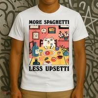 More Spaghetti Less Upsetti Cat Eating Spaghetti T-Shirt thumb 3