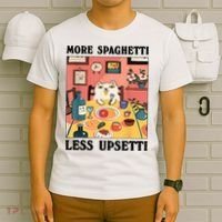 More Spaghetti Less Upsetti Cat Eating Spaghetti T-Shirt thumb 6