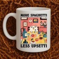 More Spaghetti Less Upsetti Cat Eating Spaghetti Coffee Mug thumb 2