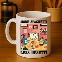 More Spaghetti Less Upsetti Cat Eating Spaghetti Coffee Mug thumb 4