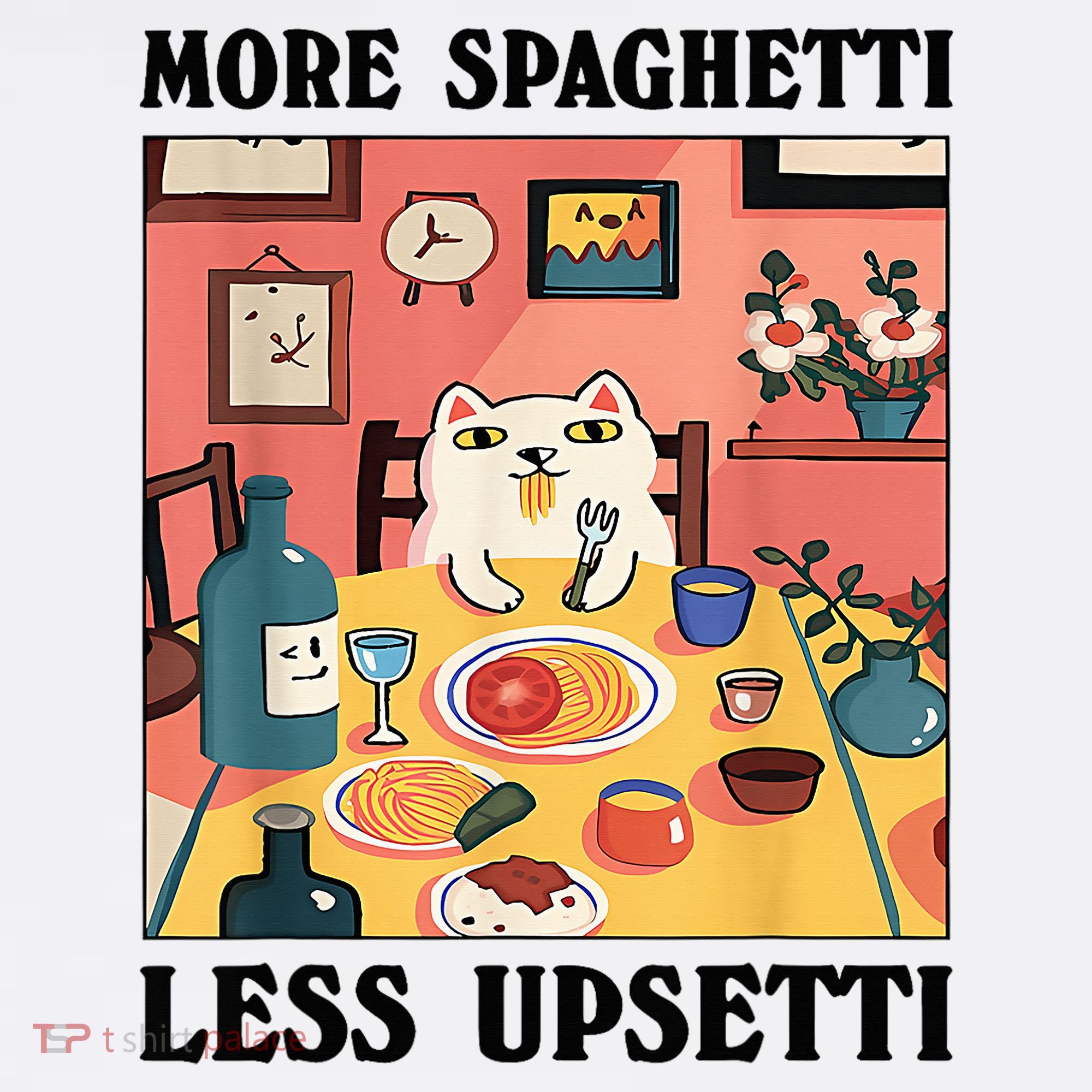 More Spaghetti Less Upsetti Cat Eating Spaghetti Coffee Mug