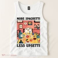More Spaghetti Less Upsetti Cat Eating Spaghetti Tank Top thumb 2