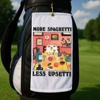 More Spaghetti Less Upsetti Cat Eating Spaghetti Golf Towel thumb 2