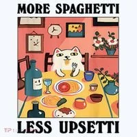 More Spaghetti Less Upsetti Cat Eating Spaghetti Golf Towel thumb 3