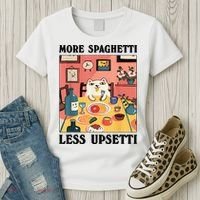 More Spaghetti Less Upsetti Cat Eating Spaghetti Women's T-Shirt thumb 3