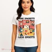 More Spaghetti Less Upsetti Cat Eating Spaghetti Women's T-Shirt thumb 4