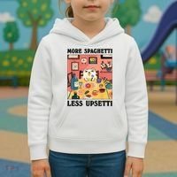 More Spaghetti Less Upsetti Cat Eating Spaghetti Kids Hoodie thumb 3
