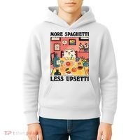 More Spaghetti Less Upsetti Cat Eating Spaghetti Kids Hoodie thumb 4